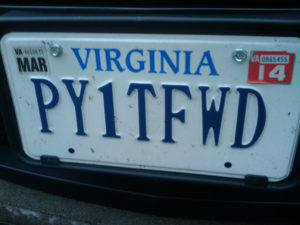 Pay It Forward license plate