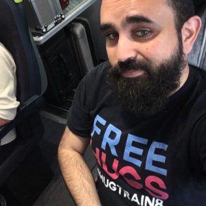 Arie Moyal gives out free hugs on the hugtrain